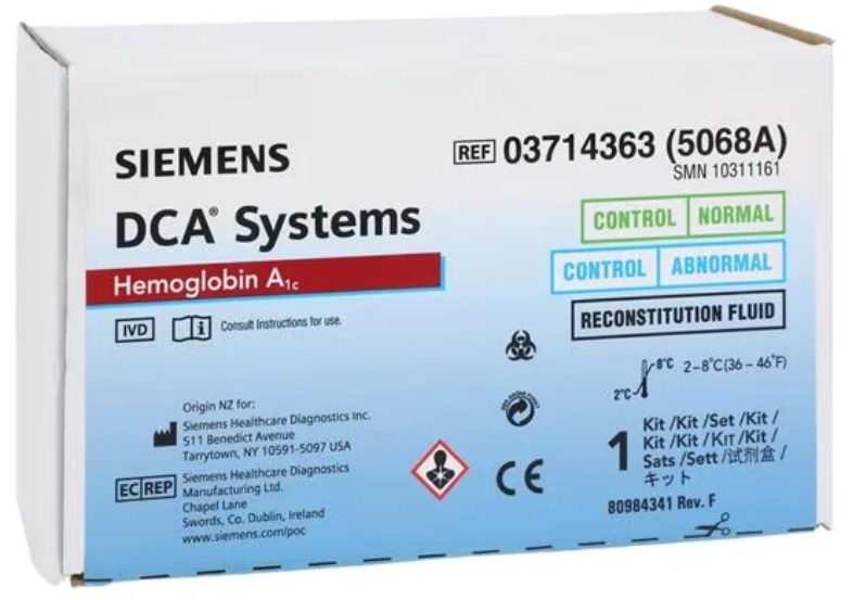 Kit Test Control Solution, Diabetes, A1c (HbA1c) Normal / Abnormal 4 X 0.25 mL F/DCA VANTAGE ANALYZER [10311161] (4VL/KT) by Siemens Diagnostics  ID 5068A